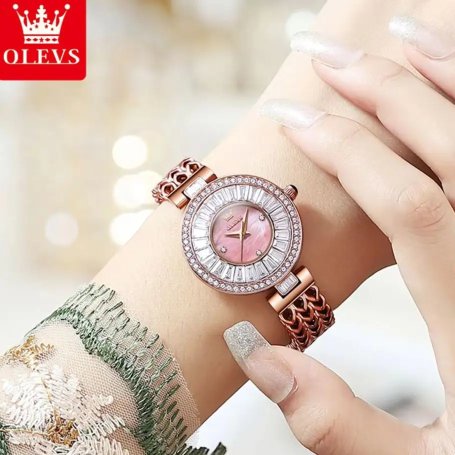 

OLEVS 9959 Womens Watch Elegant Luxury Zircon Quartz Watch Scale Waterproof Luminous Automatic Ladies Watch Original Gifts