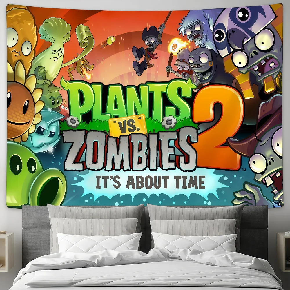 لعبة P-Plants مقابل Z-Zombies العلم مخصص التخييم حديقة ديكور خلفيات الحفلات جدار الفن هدايا الأسرة #5