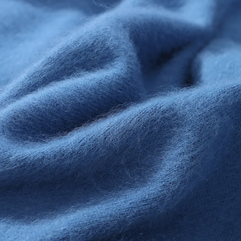 Men's  Autumn Winter 100% Mink Cashmere V-neck Pullover Sweater Color-Matching Warm Cashmere Knitwear Smart Casual Men's Tops