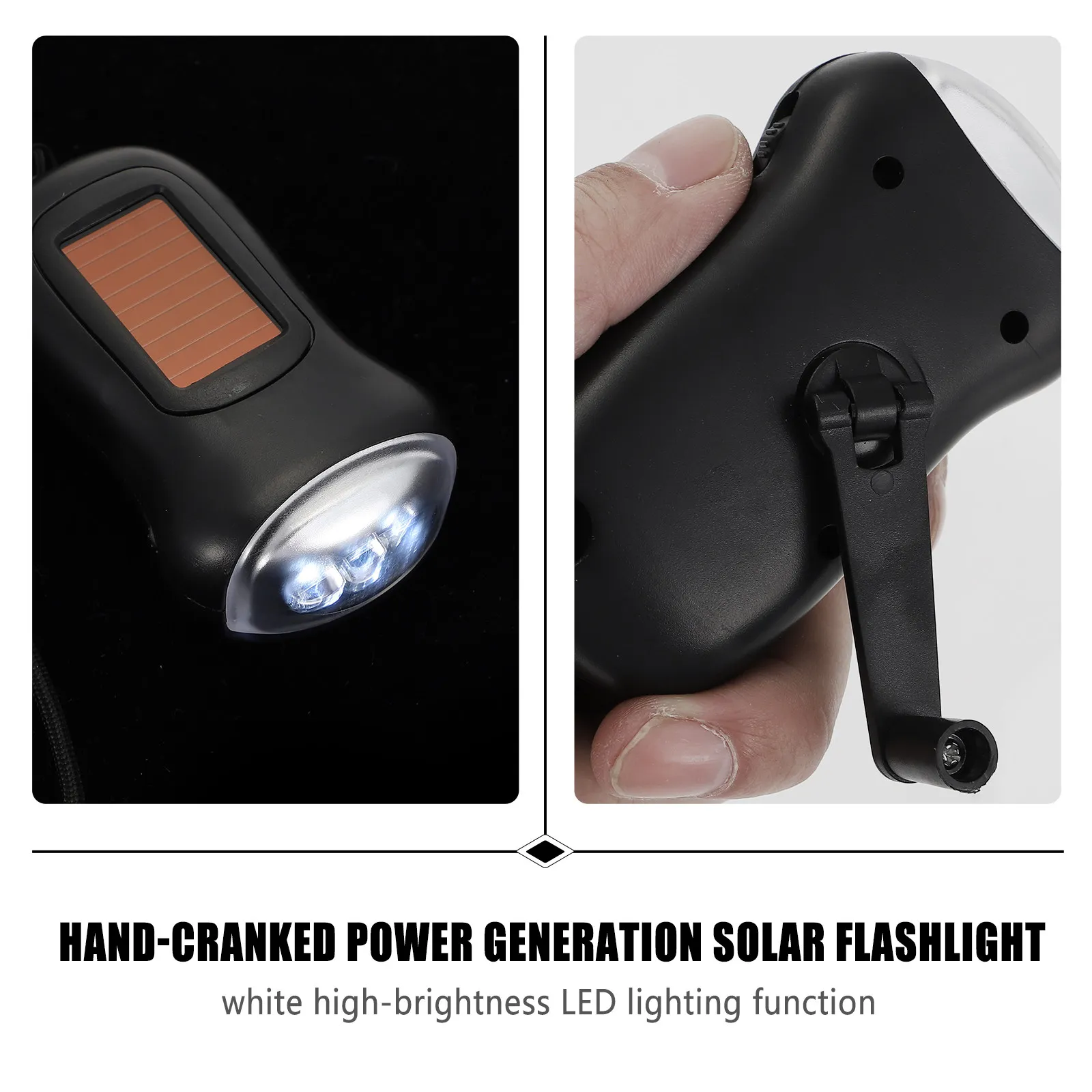 Emergency Hand Crank Flashlight Portable LED Torch Light 10 Min Light Per 1 Min Crank Anti Lost Strap Outdoor Camping Survival