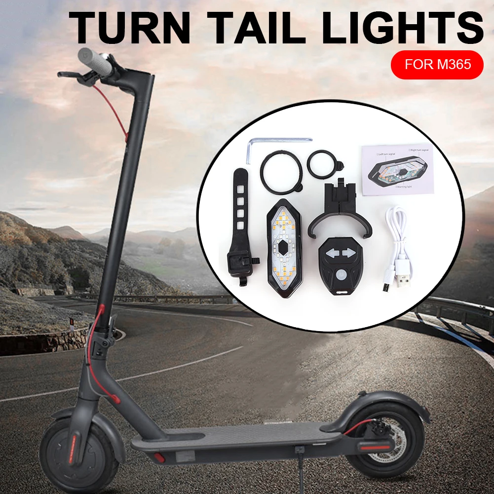 Scooter Taillights Smart Wireless Remote Control Turn Signal Safety Light Micro USB Rechargeable Waterproof for M365 Pro 2 MI 4