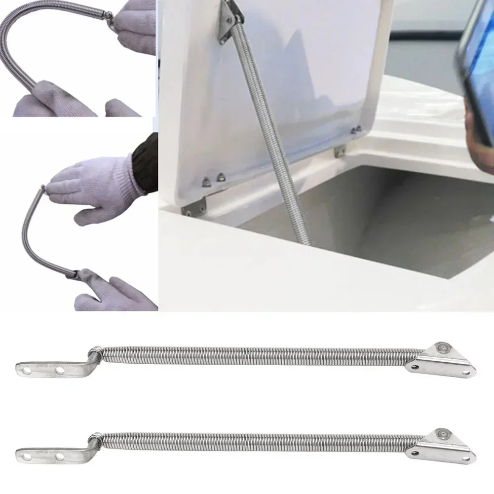 2x Marine Spring Hatch Cover Support Rod Stainless Steel 8-1/4in Hatch Hold Open Spring Forked U Bolt Plate 210MM