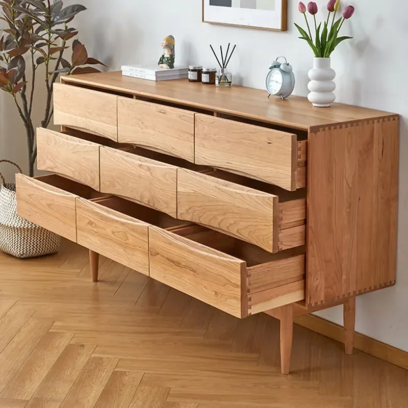 Nordic chest of drawers sideboard multifunctional storage cabinet cherry wood bedroom entryway locker