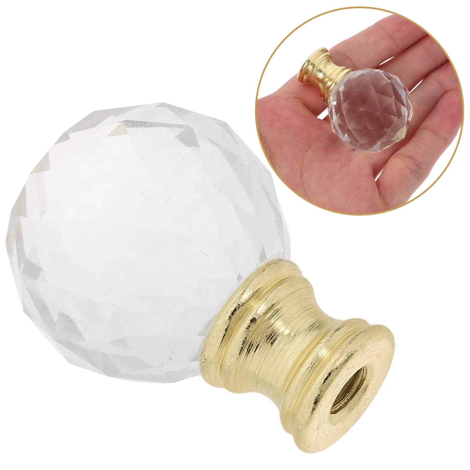 Clear Crystal Lamp Finial Ball Topper Cap Knob for Lamp Shade Decorative Lighting Accessory Compatible with Table Floor Desk