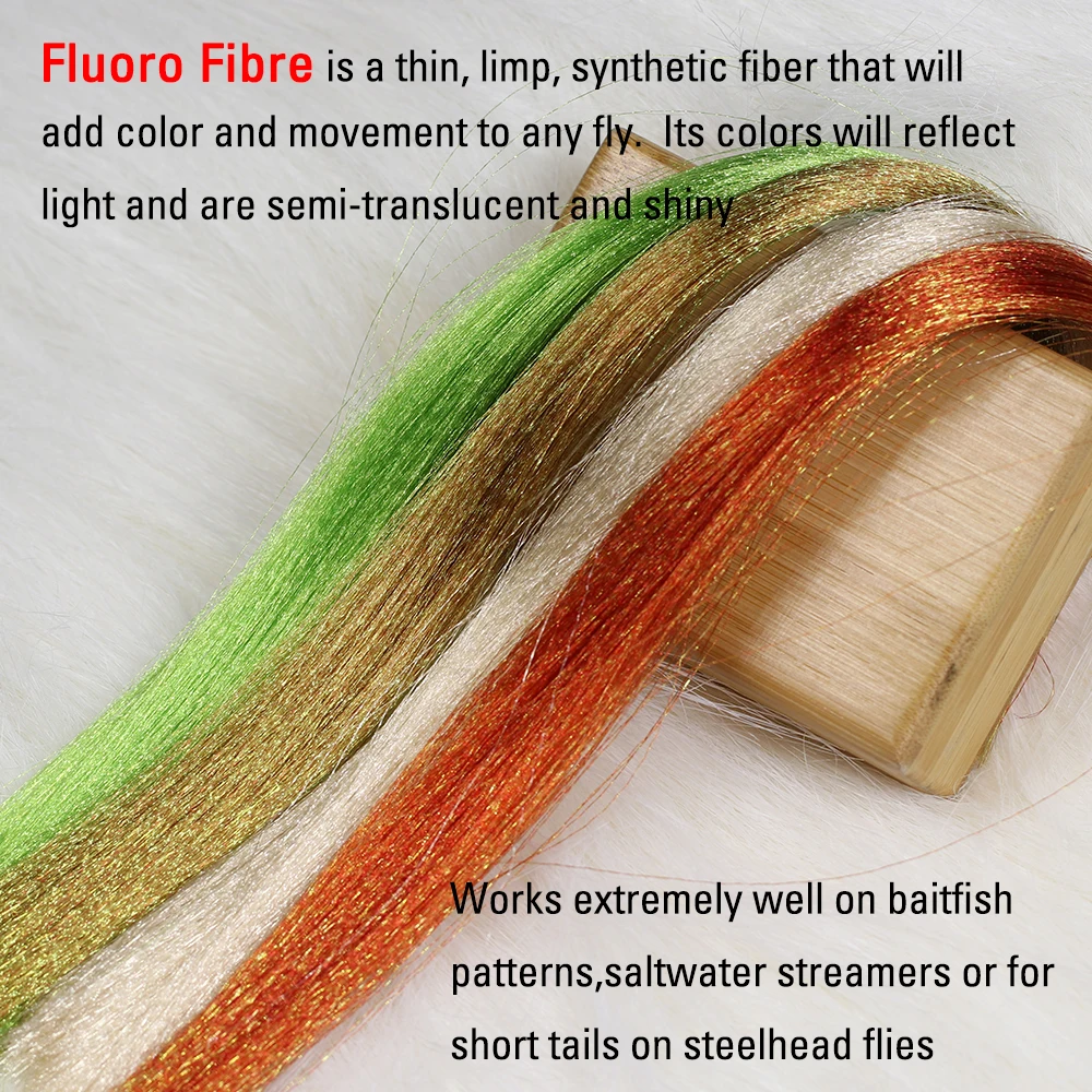 ICERIO 30cm Length Extra Fine Synthetic Hair Fluoro Fibre Reflective Fly Fishing Tying Material for Baitfish Saltwater Streamers