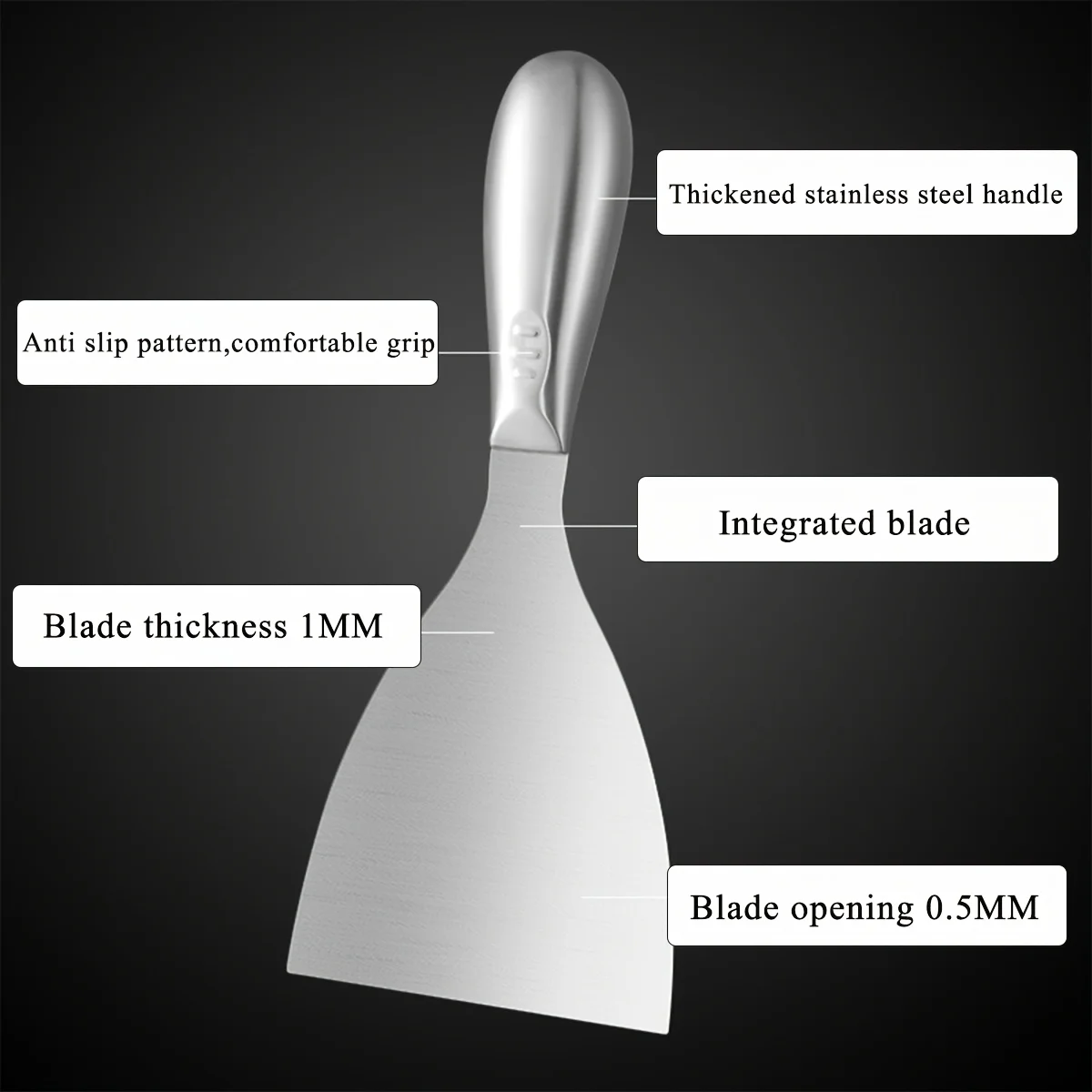 أداة مكشطة فاخرة من الفولاذ المقاوم للصدأ المصقول بالكامل لتشطيب الحوائط الجافة، شفرة معجون من الدرجة الاحترافية لكشط الطلاء