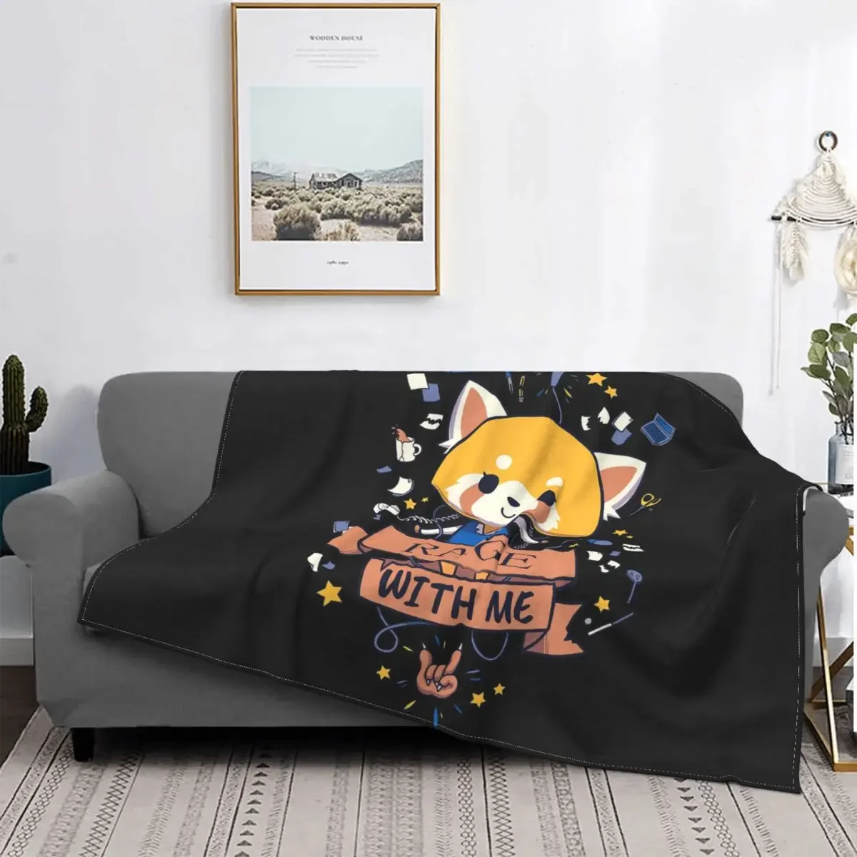 Kawaii Aggressive Retsuko Fleece Throw Blankets Aggretsuko Karaoke Blankets for Bedding Office Super Warm Quilt