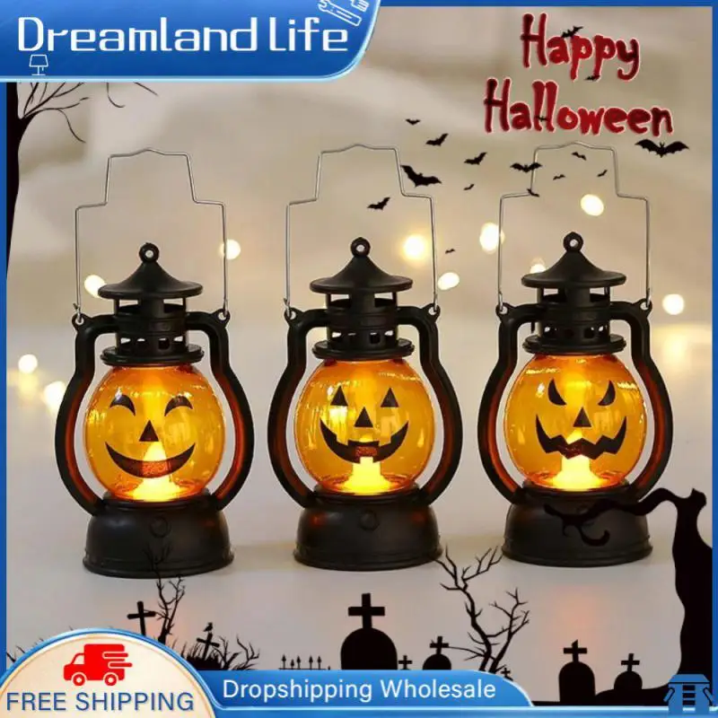 Halloween Hanging Pumpkin Light LED Ghost Lamp Candle Retro Small Oil Lamp Christmas Party Home Lantern Decoration Props Gift