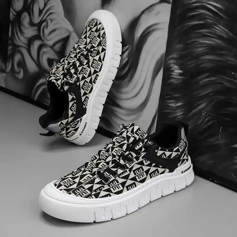 Playform Thick Heeled Shoes All Black Woven Tennis For Sport Minimalist Sneakers Man Sports Sapateni Portable Link Vip