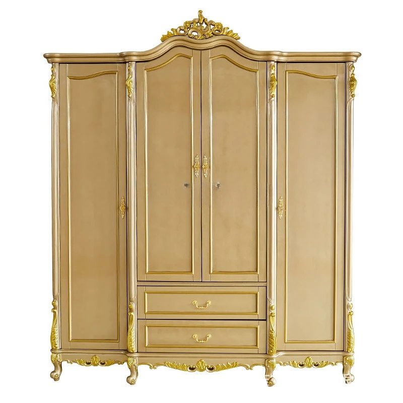 

European solid wood large wardrobe combination cabinet bedroom high-end luxury classical luxury vertical cabinet wardrobe