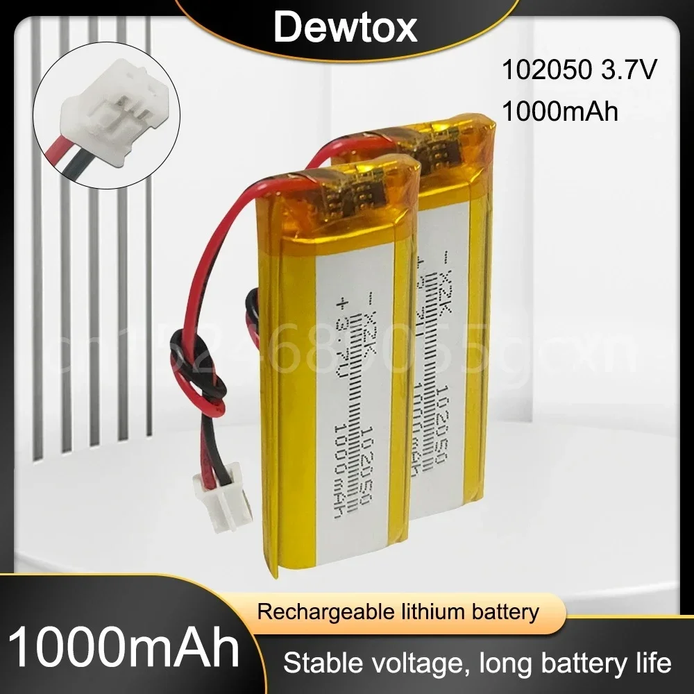 Batería recargable de polímero de litio de 3,7 V 102050   Li-Po de 1000mah para núcleo de carga de altavoz Bluetooth con pistola de acero pequeña