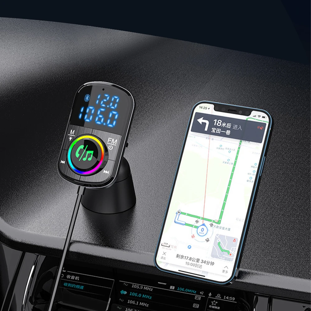 

Car Ambient Light Charger QC3.0 Fast Charge Multifunctional Fm Transmitter Universal BC71 Car Bluetooth-compatible MP3 Player