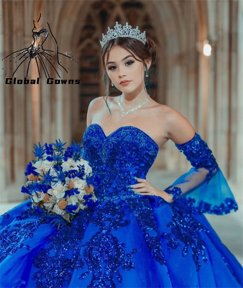 royal blue xv dress Royal Blue Tulle Off The Shoulder Quinceanera Dress Royal Blue / 20 main image 1