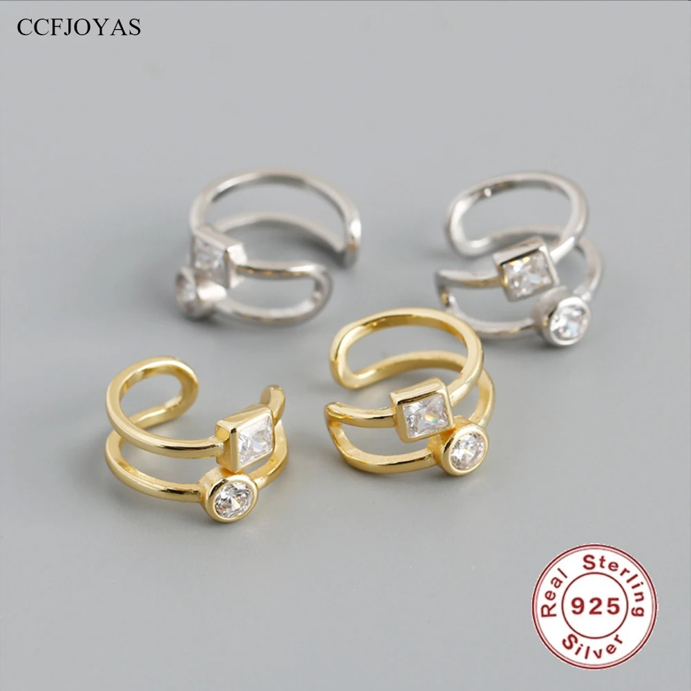 

CCFJOYAS 1 pair of 925 Sterling Silver Clip Earrings for Women European and American 18k Gold Plated Piercing-free Ear Cuff