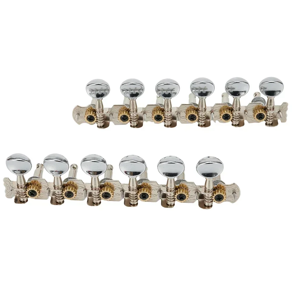 12-String Acoustic Guitar Tuning Pegs Tuners Key 6L 6R Round Machine Heads Parts Machine Heads Universal Instruments