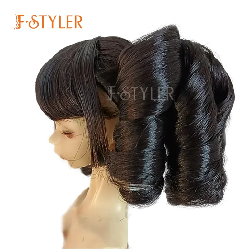 FStyler Doll Wig Double Curly Braids for BJD Doll Synthetic Mohair Various Colors Doll Accessories Hair Customization 1/3 1/4