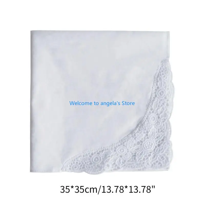 X4YC Fazzoletti in morbido cotone per donna Fazzoletti in cotone da donna con bordo in pizzo floreale