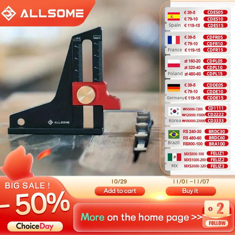 

Allsome Height Gauge Depth Gauge Woodworking Tool Setting Gauge for Table Saw Router Table Drill Press Bandsaw