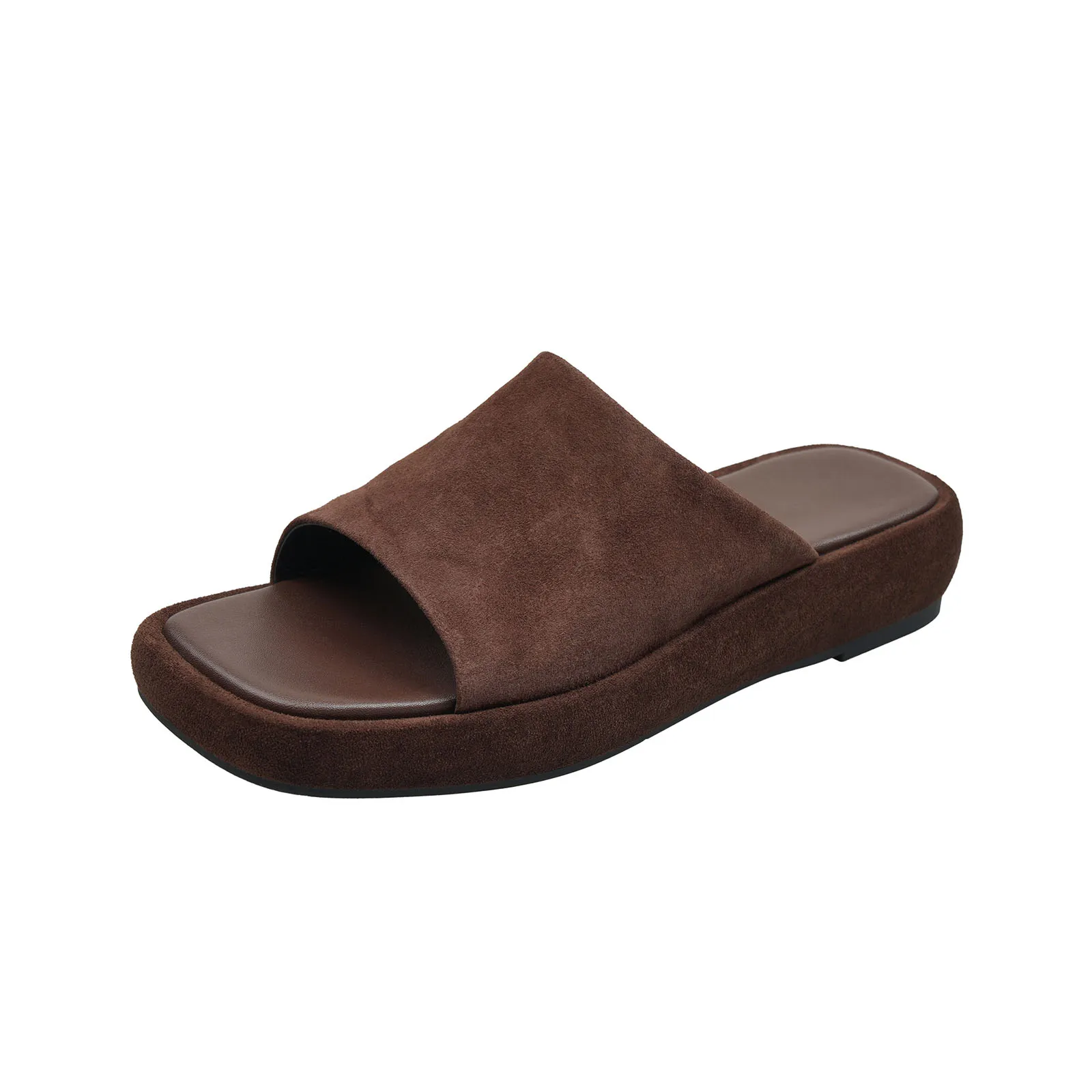 أردن فورتادو 2025 عطلة الصيف نمط الأغنام من جلد الغزال منصة كلمة النعال ساحة تو أحذية مسطحة الأوسط هي الشاطئ النعال باردة