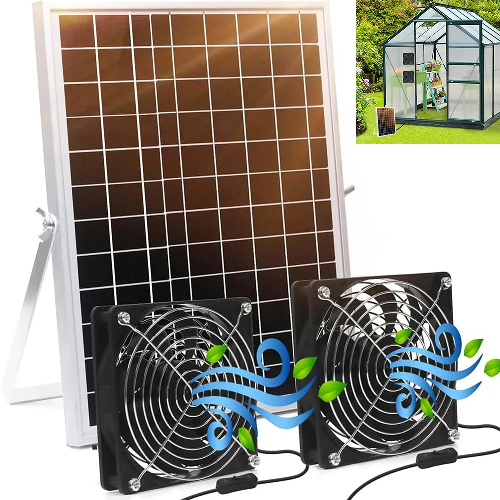 Dual Fan Solar Kit 15W Solar Panel Fan Flexible Installation Battery-free Environmentally Friendly Epoxy Resin Exterior