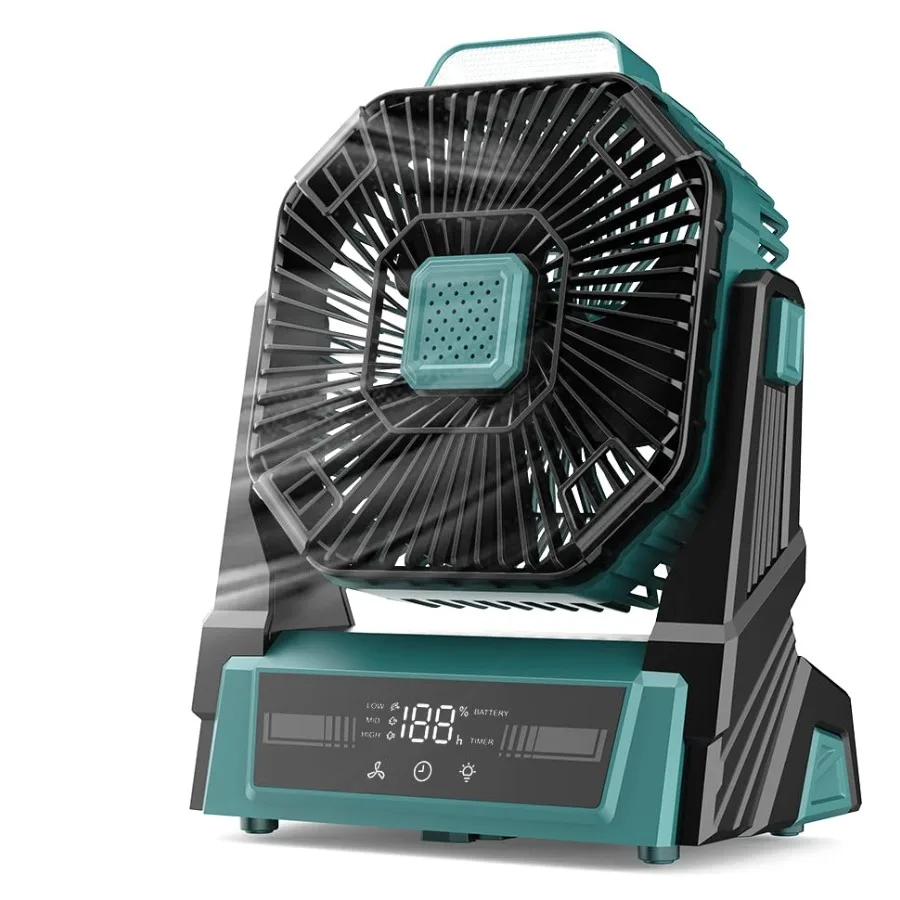 

Portable Camping Fan with Lights 20000mAh Rechargeable Battery Operated Fan Battery Powered Outdoor Beach Tent with 3 Speeds an