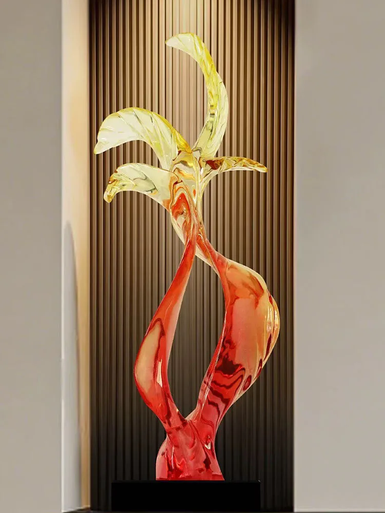 Abstract Phoenix Singing Gold Branch Jewelry Italian Room Decor Luxury Transparent Resin Floor Decor Living Room Sculpture Decor