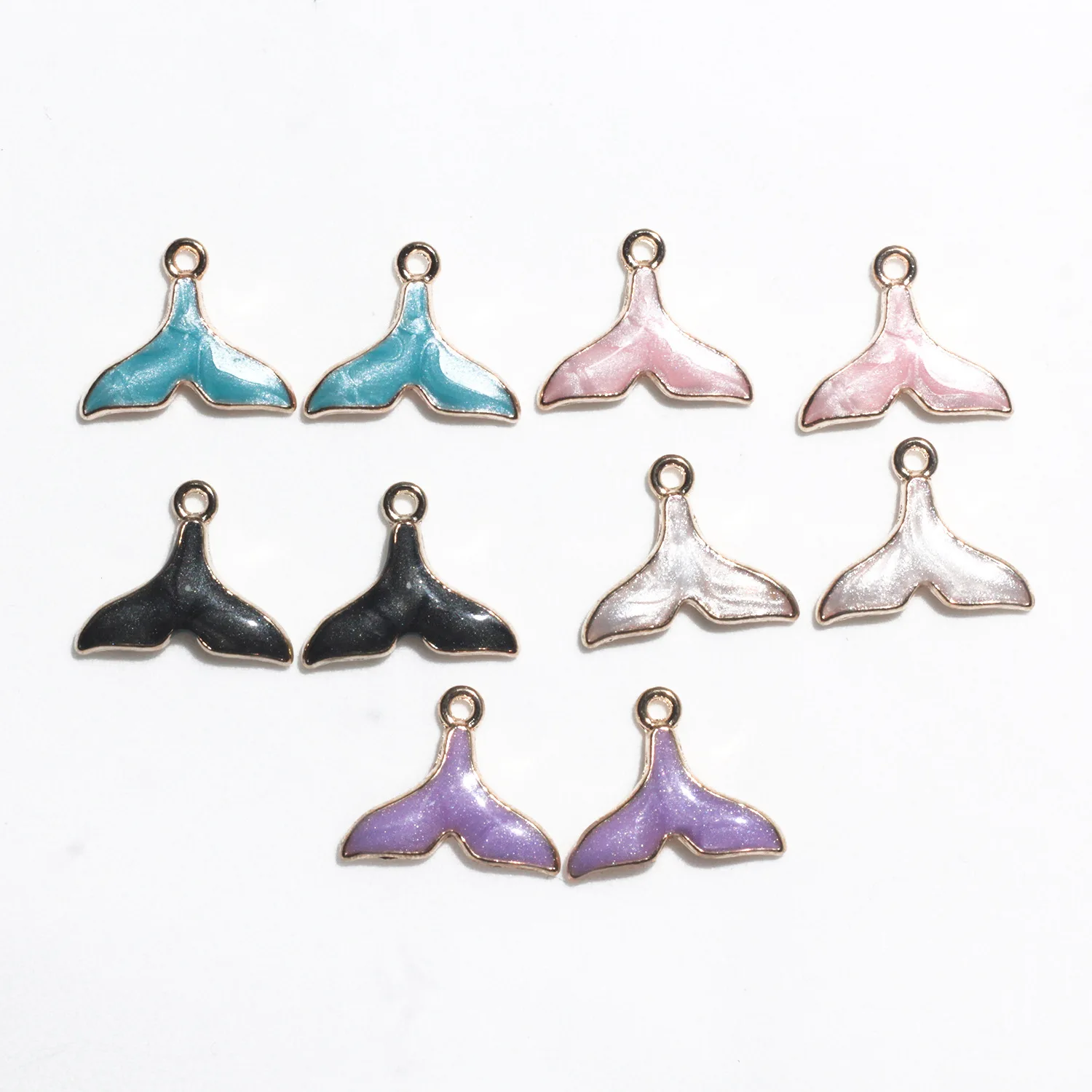 

10pcs beaded fish tail drip oil alloy jewelry accessories leather band bracelet pendant animal gift making wholesale