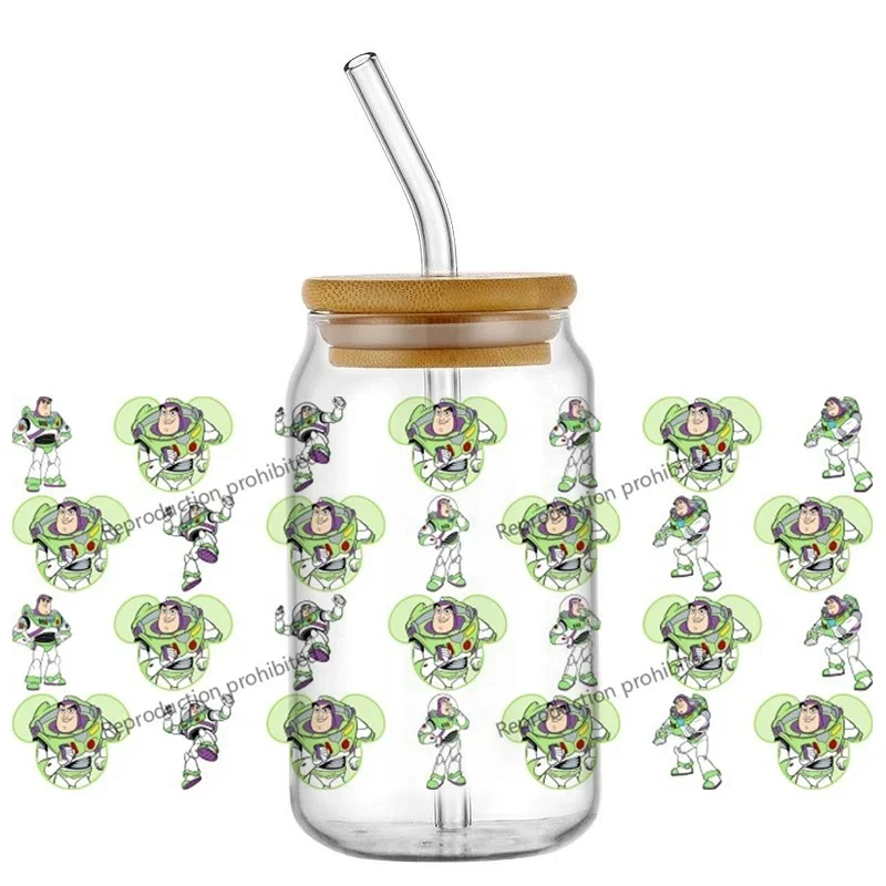 Cartoon Design UV DTF Cup Wrap for 16oz Beer Glass Personalized DIY Self‑Adhesive Washable Home Decor Stickers