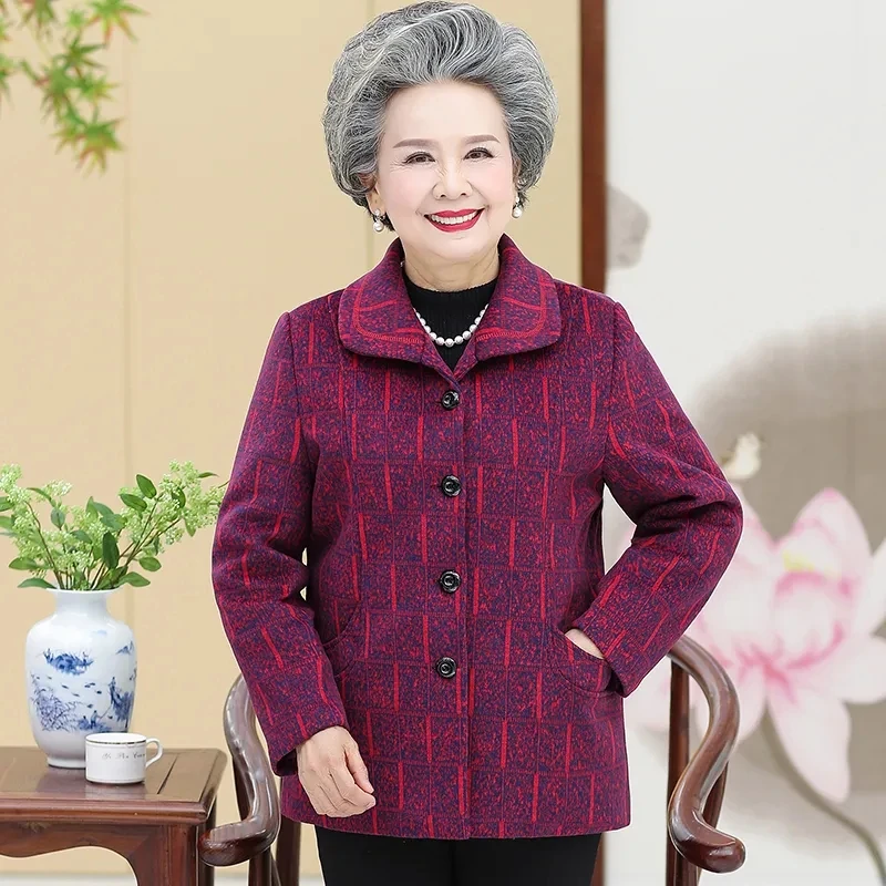 Ouderen Vrouwen Herfst Winterjas Grote Maat Gedrukt Lange Mouw Oma Uitloper Middelbare Leeftijd Moeder Casual Vest Jas 5XL