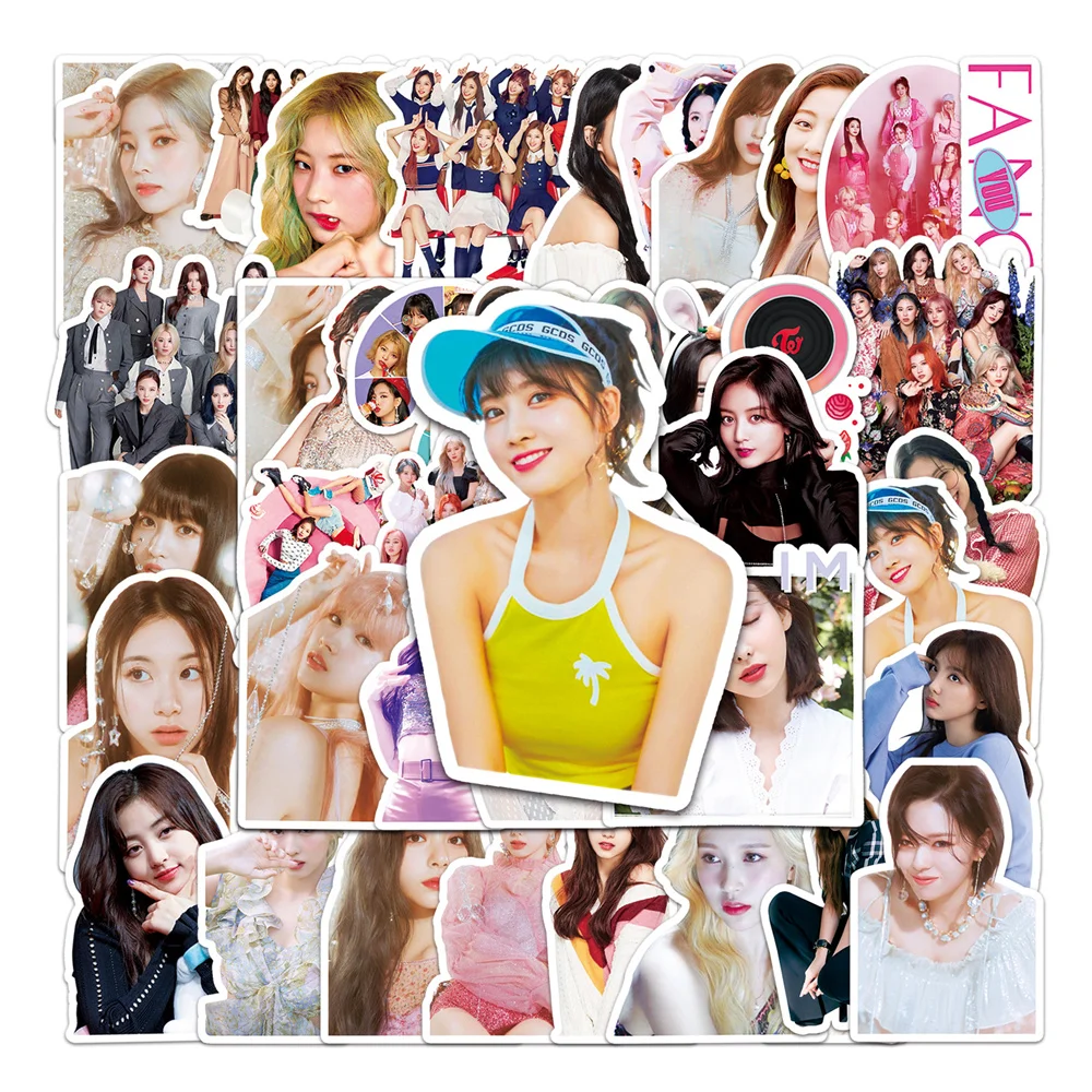 50PCS 인기 한국 걸 그룹 Twice 성격 스티커 수하물 노트북 IPad 선물 저널 방수 스티커