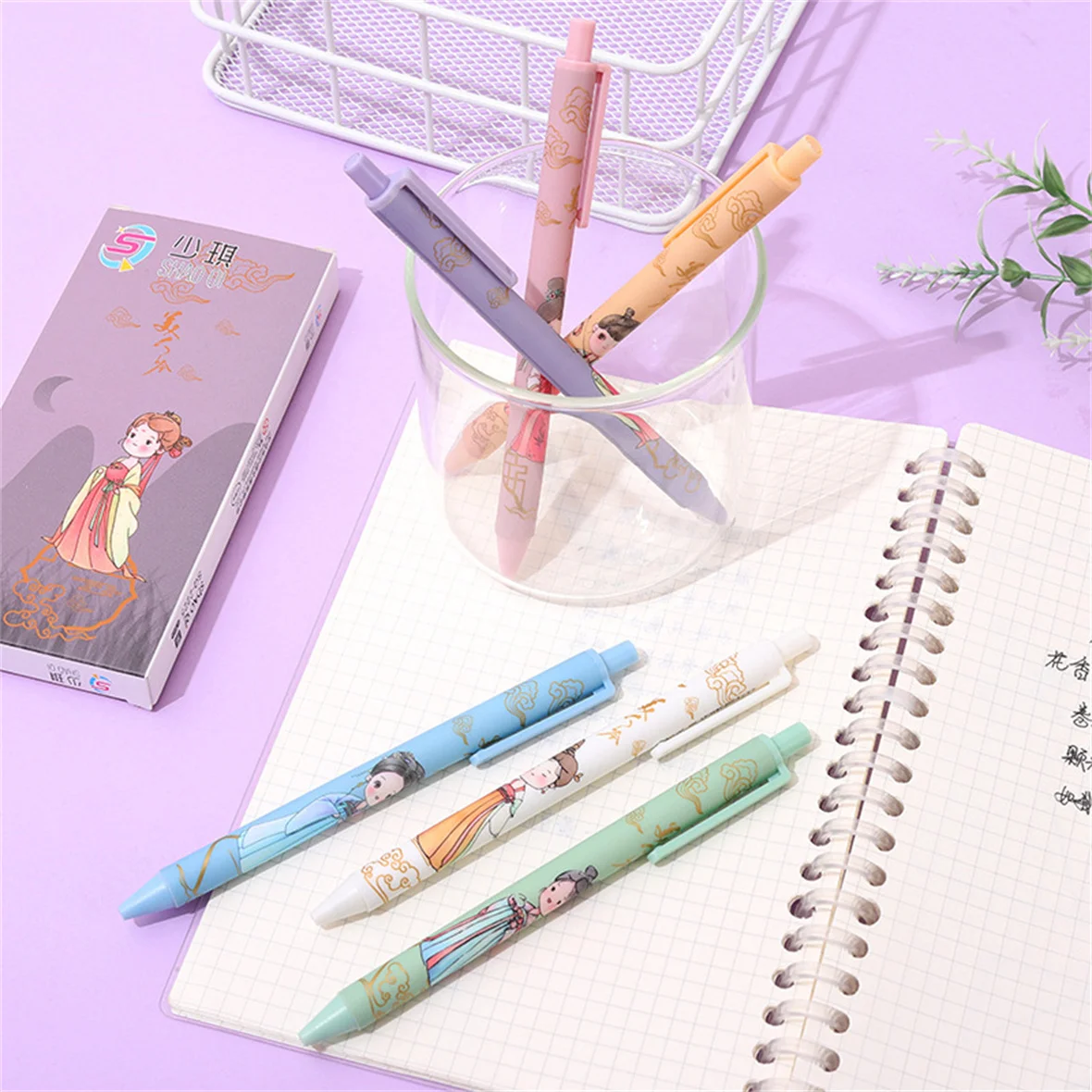 3/6 stücke niedlichen Cartoon Mädchen Gel Tinte Stift Set St. Stift Spitze schwarze Tinte schnell trocknen Stift Presse Aktion neutralen Stift Schul bedarf Büro