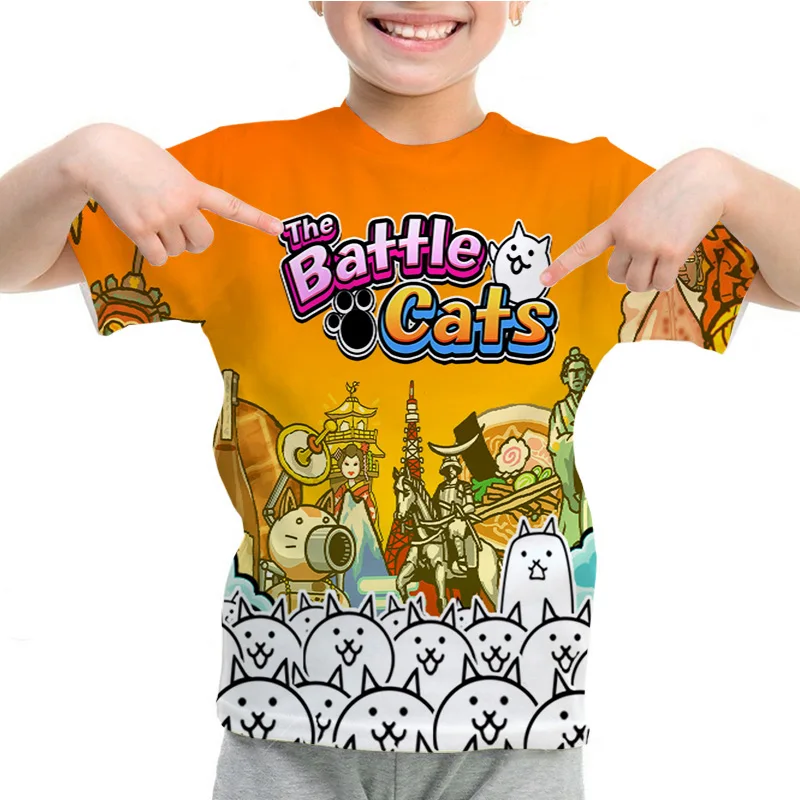 New The Battle Cats T-shirt for Kids Boys Girls Anime T Shirt Cartoon Game 3d Tops Tees Summer Children Tshirt Casual Streetwear