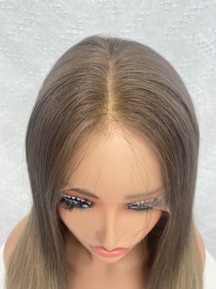 HD Lace Frontal Wig Virgin Human Hair Long Straight Texture Ombre Color Full Volume Jewish Wig Kosher Hair