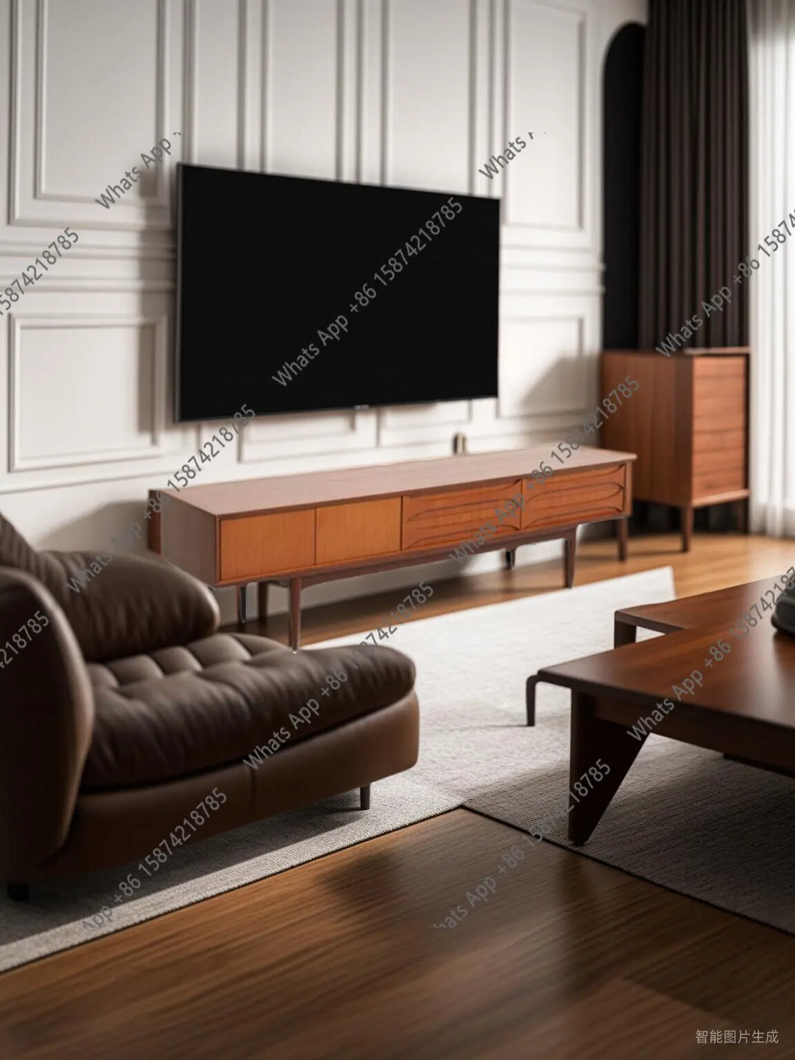 

Medieval, retro cherry wood 1.8 2 meters Medieval TV cabinet, video side cabinet