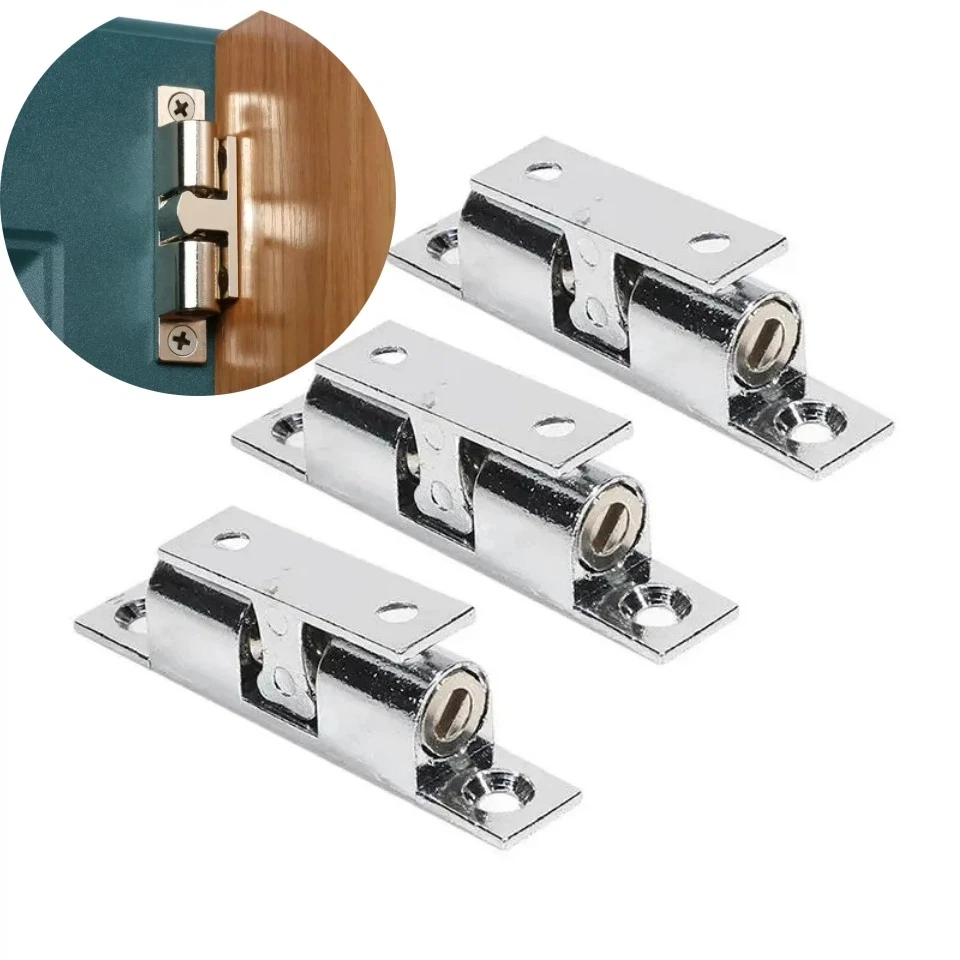 Double Spring Steel Ball Catch Latch for Furniture Cupboard Cabinet Door Damper Buffer Adjustable Closet Tension Latch Hardware