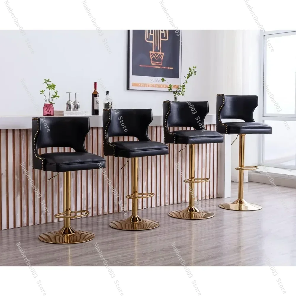 Swivel Bar Stools Set of 4, Adjustable Height Counter Stools Modern Velvet Barstool with Open Back/Footrest, Bar Stools