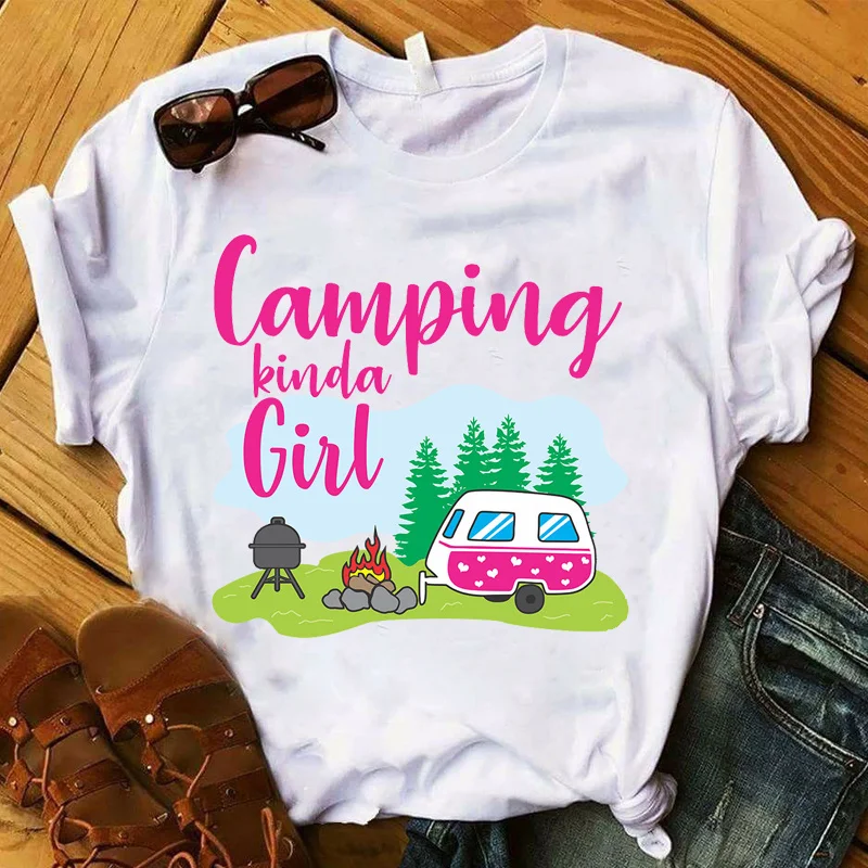 

Футболка женская с графическим принтом «Happy Campe This Is My Road Trip»