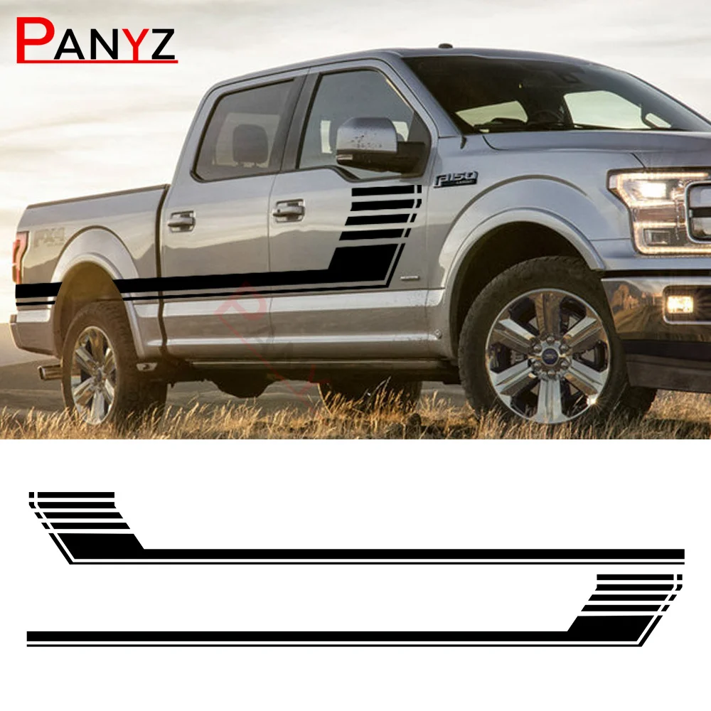 2 STUKS Autodeur Side Hockey Streep Grafische Vinyl Film Stickers Voor Ford F150 Sport Auto Decoratie Decals Tuning Accessoires