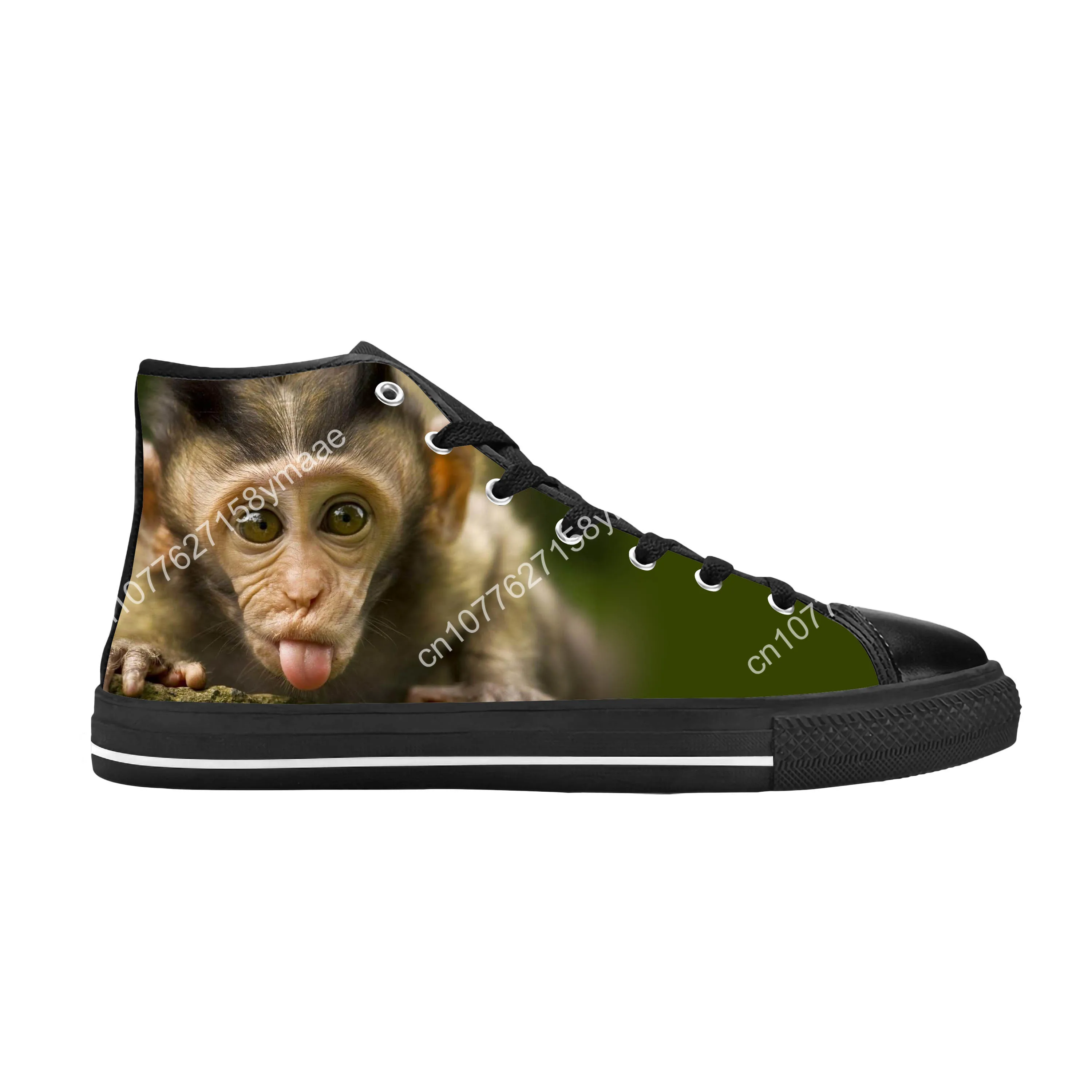 Monkey Gorilla Animal Rock Anime Cartoon Fashion Casual Cloth Shoes High Top Comfortable Breathable 3D Print Men Women Sneakers
