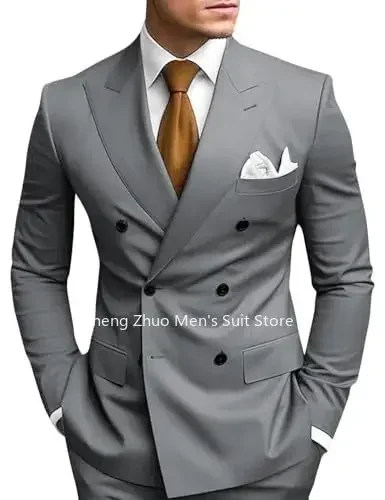 

Elegant Peak Lapel 2-Piece Men's Tuxedo Suits Fashion Business Regular Fit Blazer And Pants Set for Weddings Formal Occasions