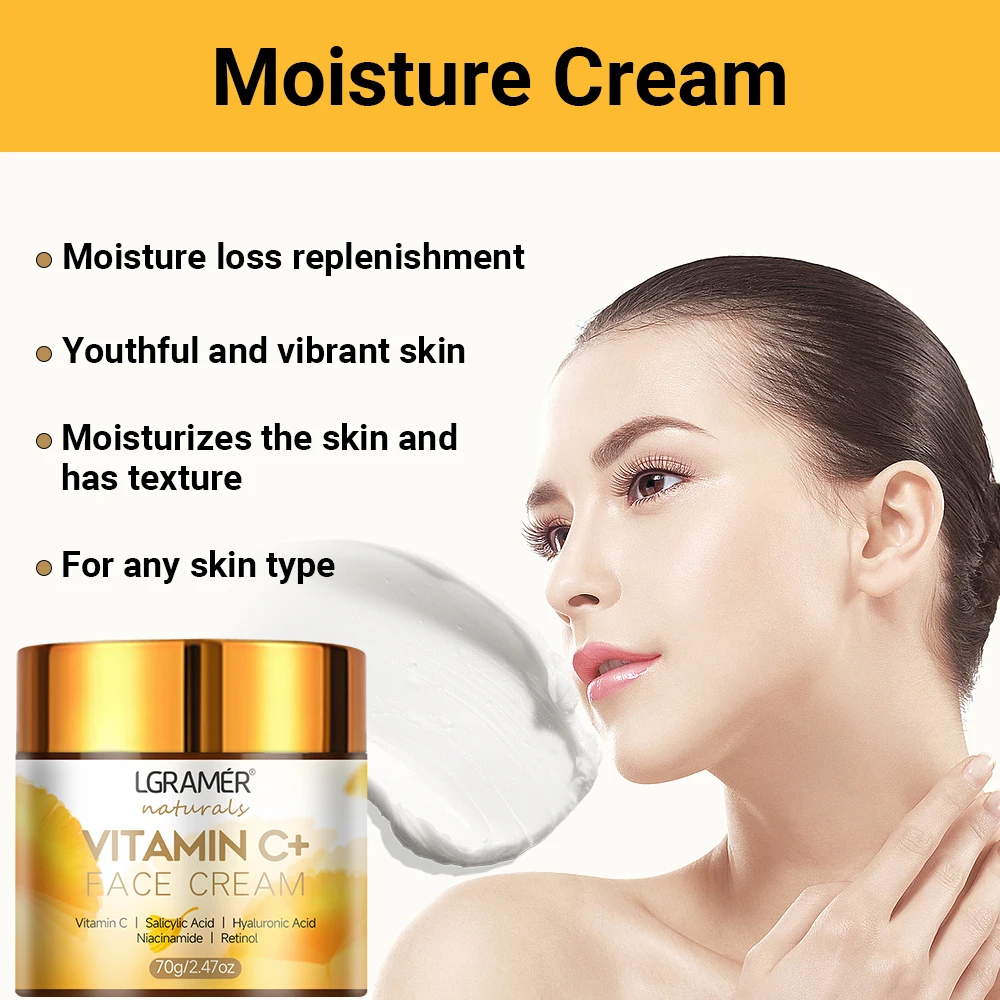 SUYARUN Crema facial con vitamina C de ácido hialurónico y miel: crema hidratante antienvejecimiento iluminadora, crema hidratante de día/noche para la piel.
