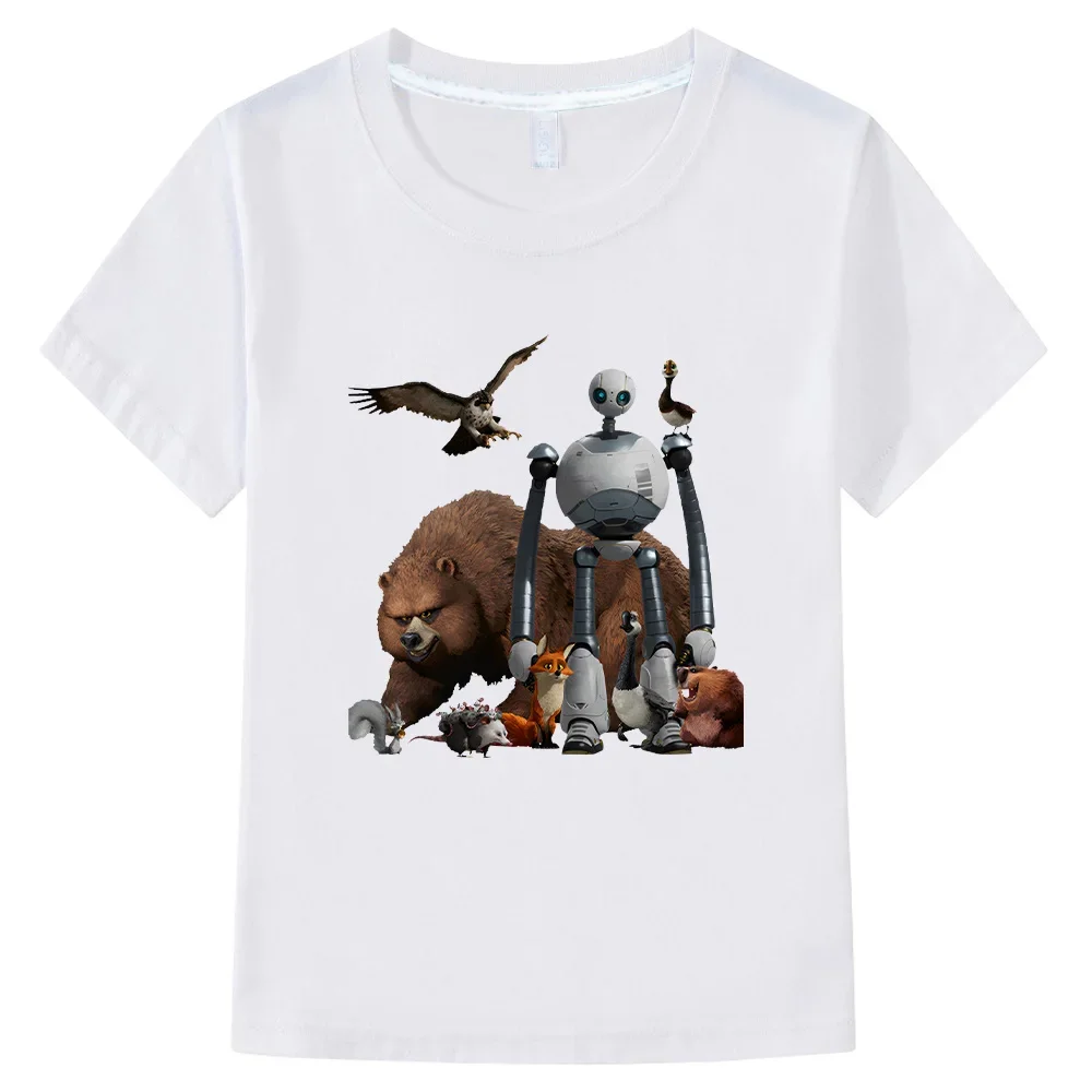 The Wild Robot T-shirt Animal Cartoon Kids Tee-shirt Spring Summer Creative New Top Boys Girls Funny Tshirt Children Cotton Tees