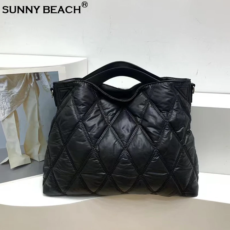 

Модные зимние роскошные сумки на плечо, дизайнерские стеганые сумки Lingge Space Puff с хлопковой подкладкой, женские легкие теплые сумки, женские сумки