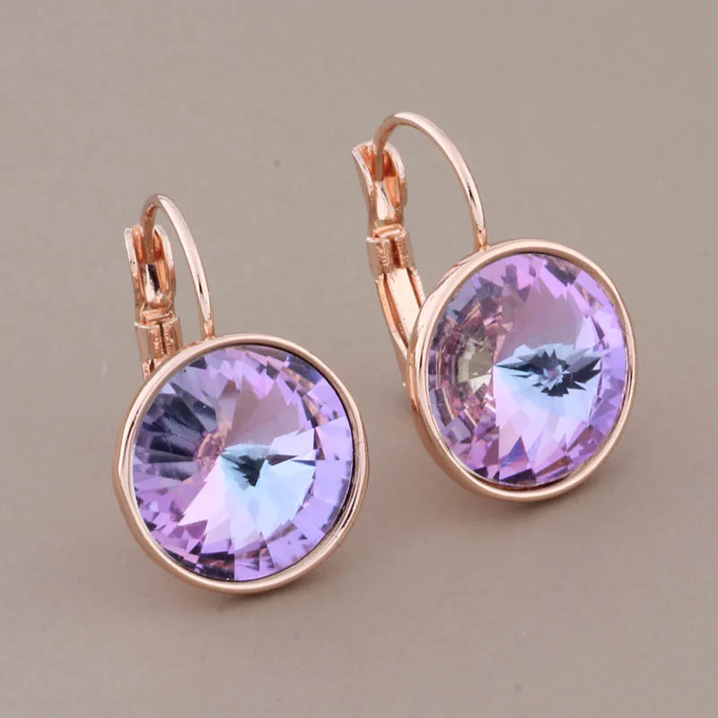 14mm Round Luxury Designer Jewelry 585 Rose Gold Color High Quality Hanging Earrings Geometric Modern Earrings For Women