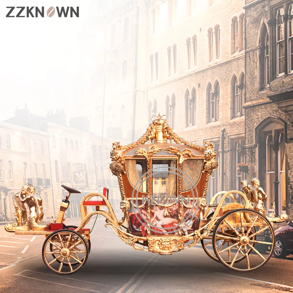 2024 Indian Wedding Horse Wedding Royal Golden Horse Drawn Wedding Horse Drawn Carriages Indian Manufacturer