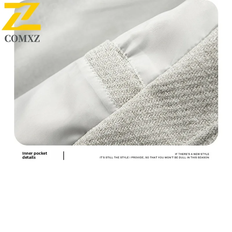 COMXZ 2025 Mens Jacket Stand Collar Business Casual Versatile Coat Commuting Office Windproof Men Autumn Cleanfit Wear Top