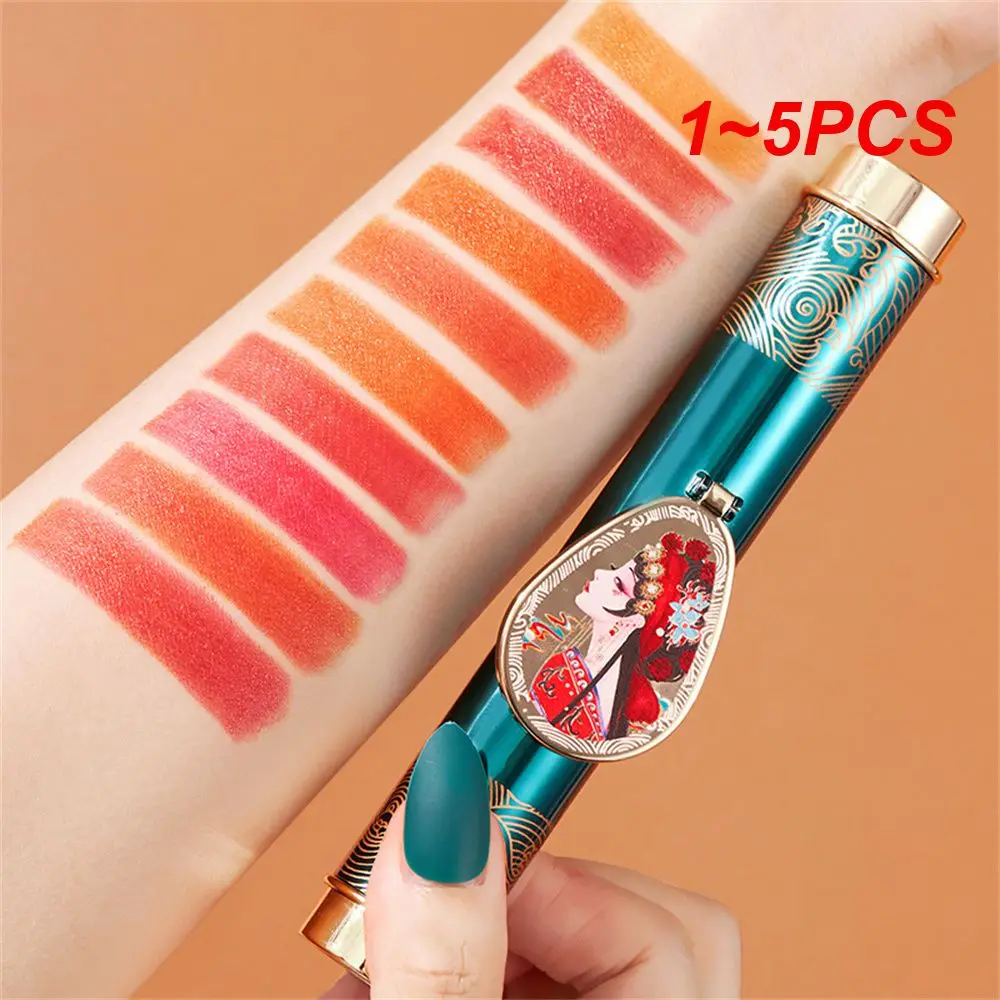 ลิปสติกเนื้อแมท1 ~ 5ชิ้นสามารถแต่งหน้าได้เป็นเวลานานลิปสติก10สีแบบสากล