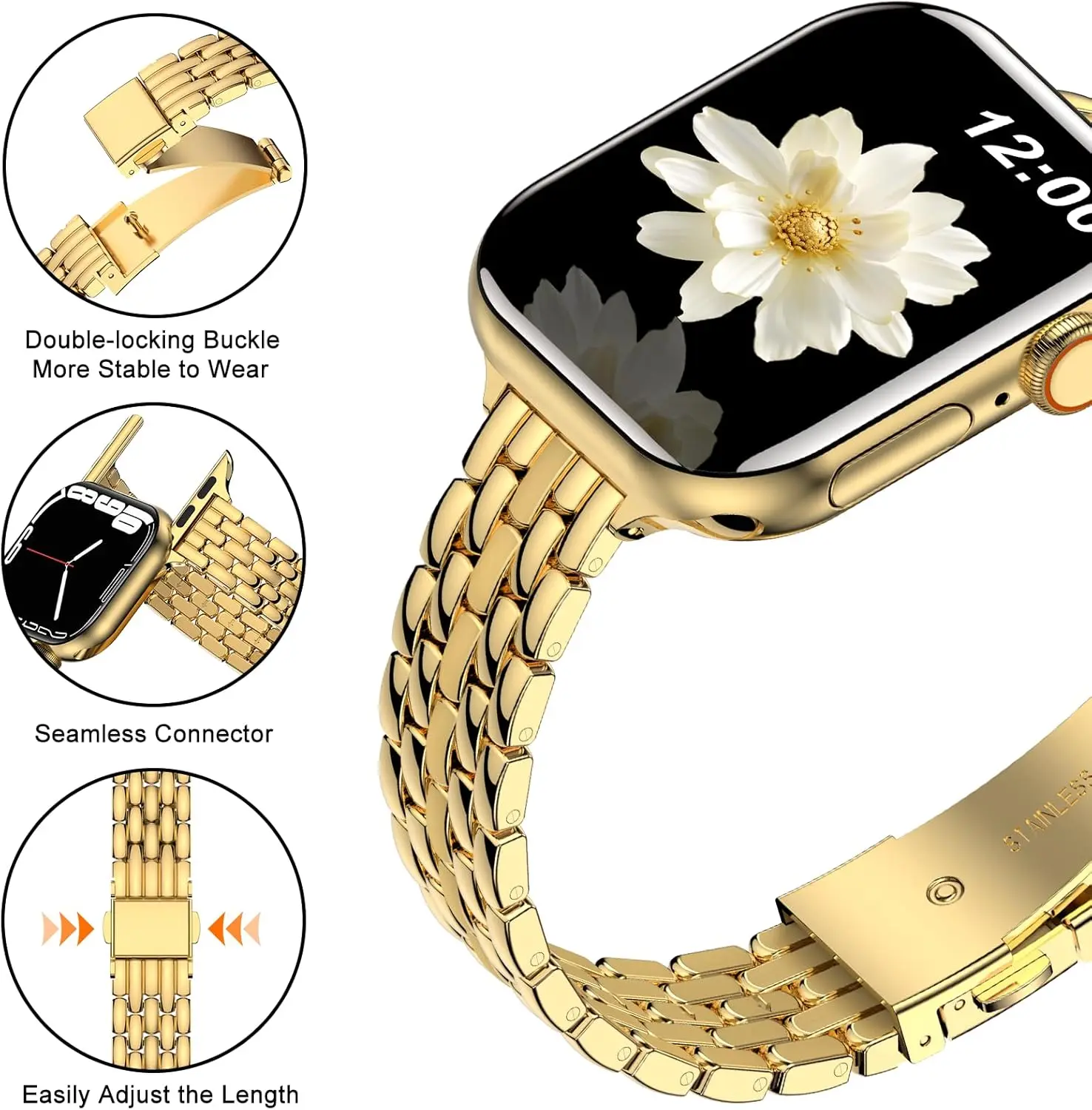 Ремешок из нержавеющей стали для Apple Watch Ultra 2 Band 49 мм 42 44 мм Металлический браслет iWatch Series 10 46 мм 9 8 7 6 SE 5 4 3 45 мм 41 мм