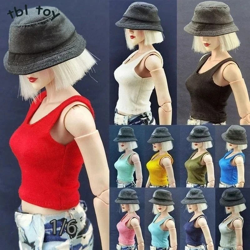 

1/6 Scale Female Soldier High Elastic Vest Solid Color Tops Clothes Model for 12'' Action Figures AT201 Body Doll Toys