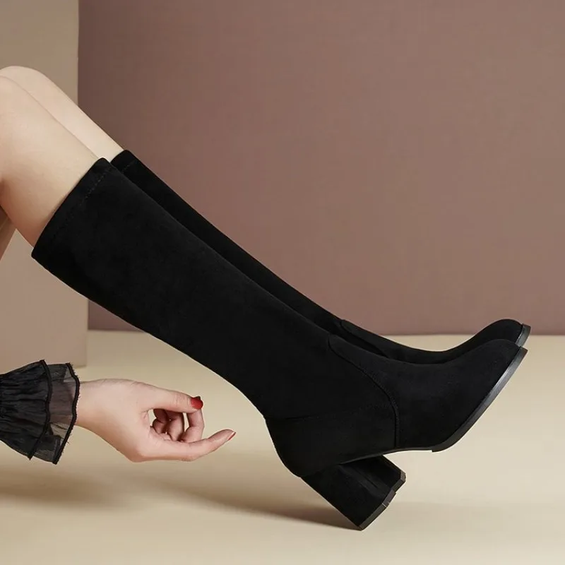 Übergrößen-Schuhe für Damen Herbst Winter Damen High Heel Overknee-Stiefel Elastische Kniehohe Stiefel Geeignet für Damen Modische Stiefel – Detail 3